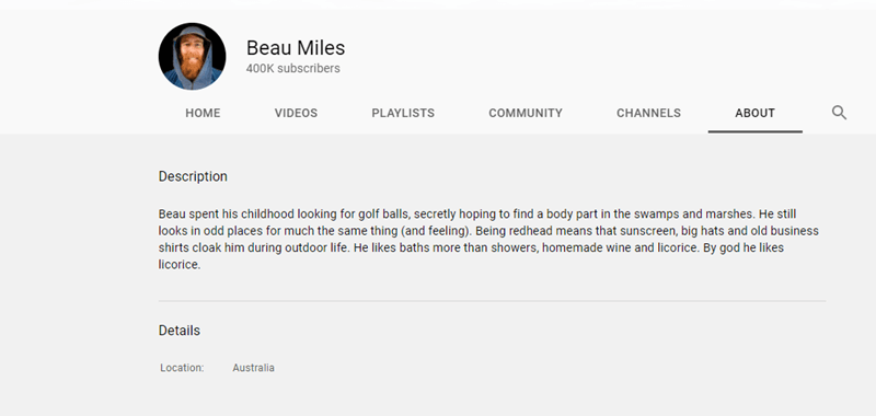 beau miles youtube channel description