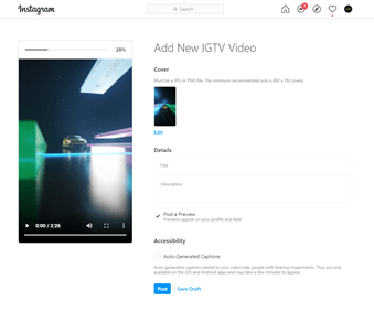 how to post igtv video from desktop