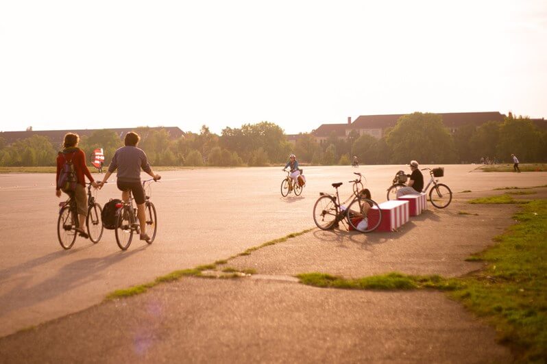 image of people cycling shot with a standard lens