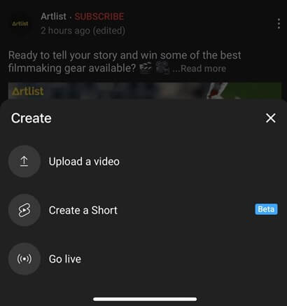 create a youtube shorts video