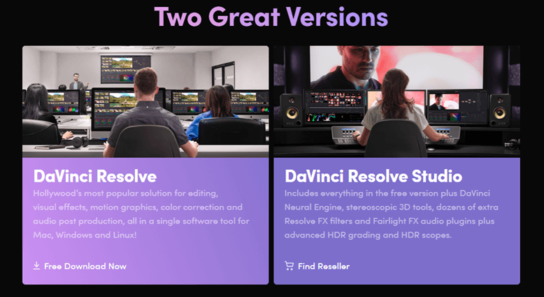 DaVinci Resolve and DaVinci Resolve Studio