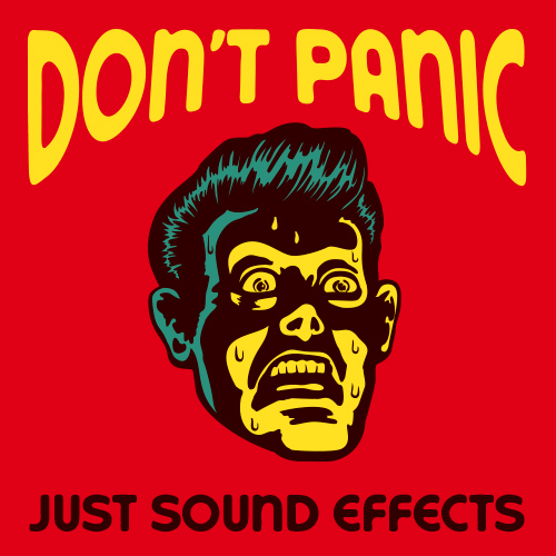 cover art for don't panic sound effects pack featuring a cartoon face looking scared