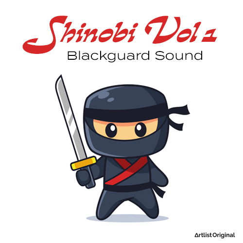 Cover art for Shinobi Vol 1 sound effects pack featuring a cartoon ninja